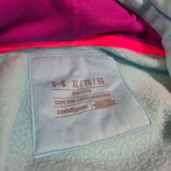 Under Armour Light Blue Purple Big Logo Fleece Storm Hoodie Sweatshirt NWT XL - Picture 8 of 10
